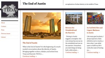 Screenshot of the homepage for The Death of Austin website