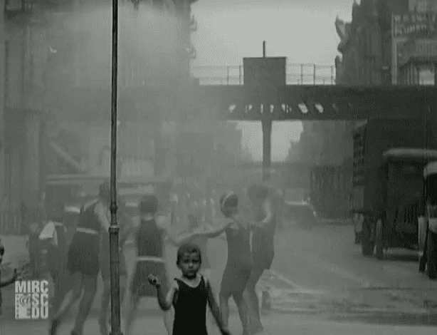 Screenshot from the video "Fire Engines, and Children at Play" (The Roaring Twenties/NYC Dept. of Records, Municipal Archives)
