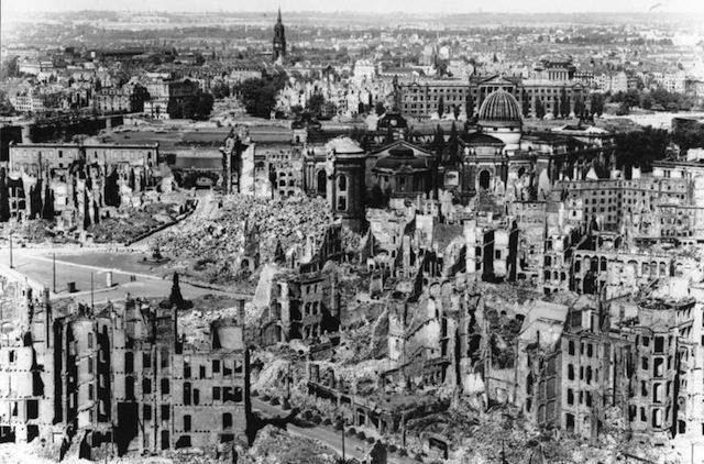 Destruction of Dresden, 1945. Via Wikimedia Commons