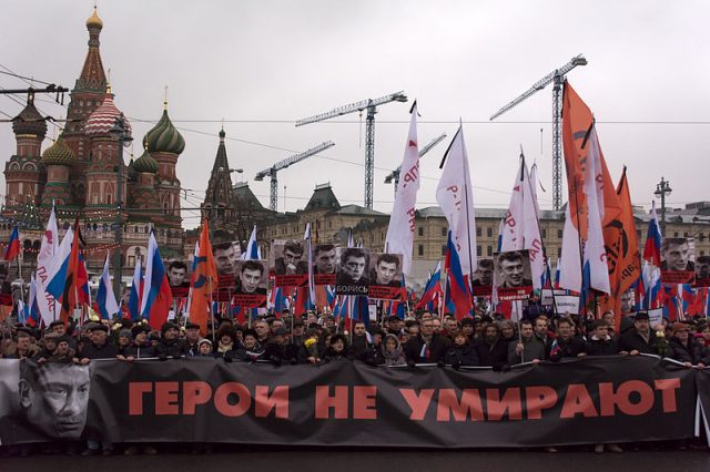 Demonstration on March 1, 2015 mourning the murder of Boris Nemtsov