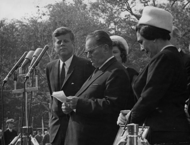 John F. Kennedy and Josip Broz Tito at the White House in 1963. Via the Boston Globe.