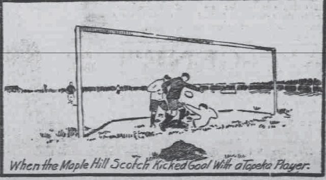 Kicking goal with player and ball copy