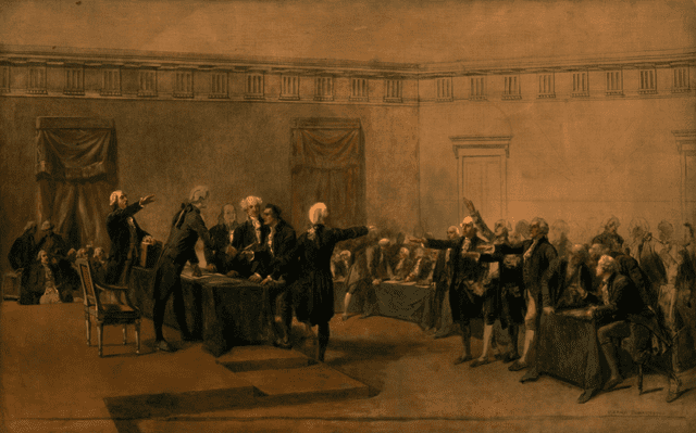 The Declaration of Independence of the United States of America, by Armand-Dumaresq, (c. 1873). Via Wikimedia Commons.
