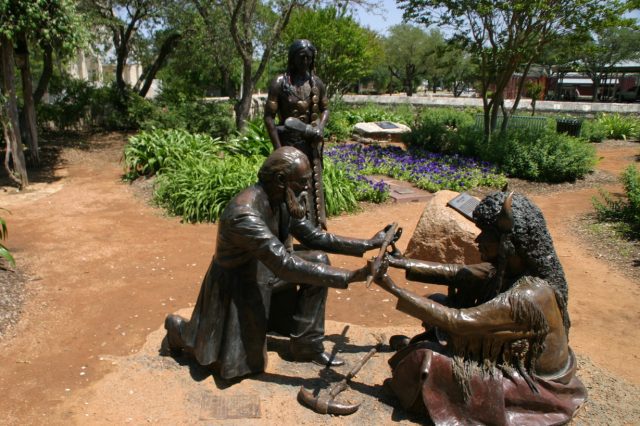 “Lasting Peace” - Statue at Peace Garden, commemorating the peace treaty between settler John Meusebach and Chief Santa Anna of the Comanche Indians (via City-Data)