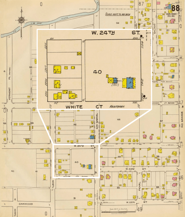 1921 Sanborn Map of Austin featuring former compound of Texas School for the Blind