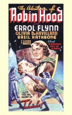 Old movie poster for the movie The Adventures of Robin Hood