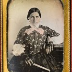 Daguerreotype of Marinda Atkins (1809-1878), wife of Sebron Sneed, ca. 1849-1850 in an ornate gold frame