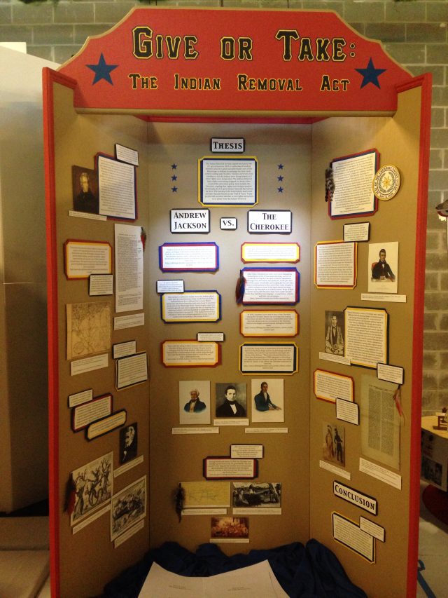 Kensey's Texas History Day exhibit on the Indian Removal Act