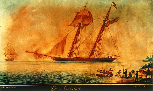 Contemporary painting of the Amistad ship, 1839 (Via Wikiemedia Commons)