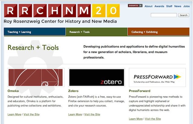 Screen shot Roy Rosenzweig Center for History and New Media