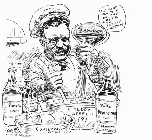 Editorial cartoon by Karl K. Knecht in Evansville Courier, Oct 1912.