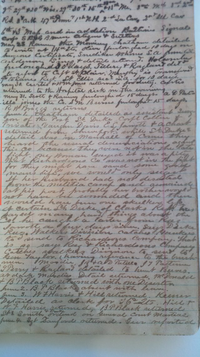 Entry from Heartsill's diary dated June 1, 1864.
