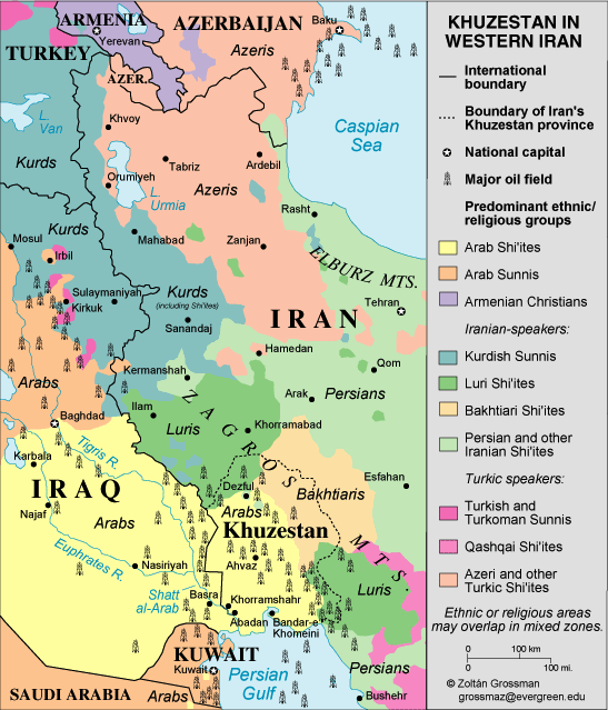 A Helpful Map For Visualizing The Demographics Of The Iran Iraq Border. Via Daily Kos 