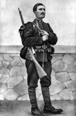 Benito Mussolini in 1917, as a soldier in World War I. In 1914, Mussolini founded the Fasci d'Azione Rivoluzionaria that he led. Via Wikipedia