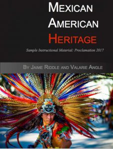 Book cover of The Mexican American Heritage textbook by Jaime Riddle and Valarie Angle