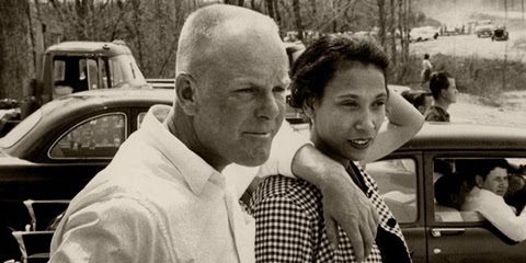 Black and white image of Richard and Mildred Loving