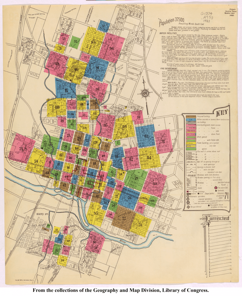 Map of Austin, Texas depicting the city's various neighborhoods