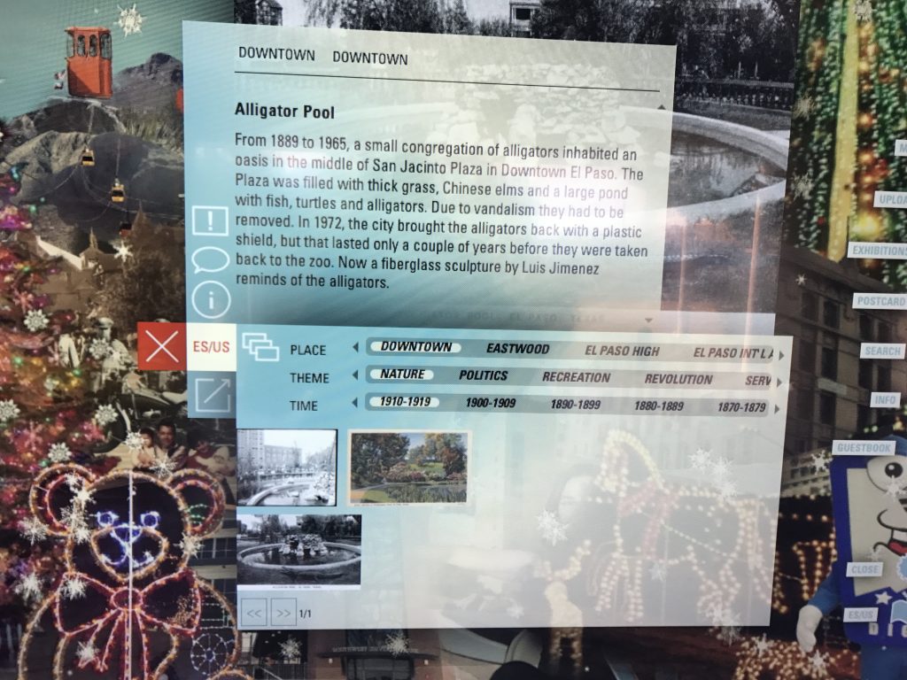 A close-up photograph of the interface of El Paso Museum of History's interactive display