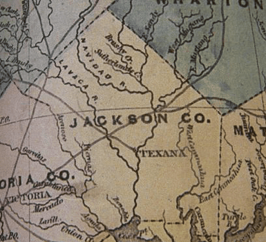 A 1856 map of Jackson County, Texas depicting Texana, Texas