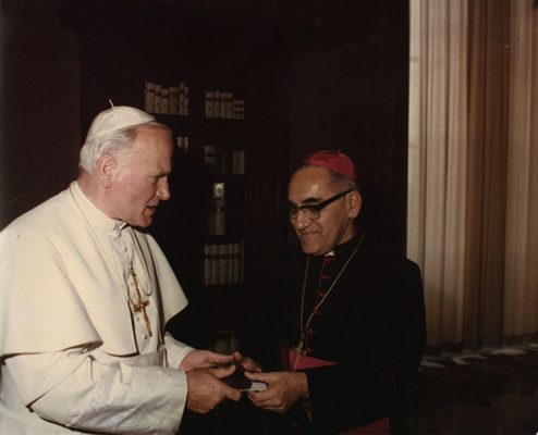 Óscar Arnulfo Romero with Pope John Paul II