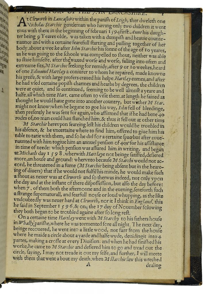 John Darrell, A true narration of the strange and grevous vexation by the devil, of 7. persons in Lancashire, and William Somers in Nottingham ([England?]: n.p., 1600), sig. A1r. Harry Ransom Center Book Collection, BF 1555 D377 1600.