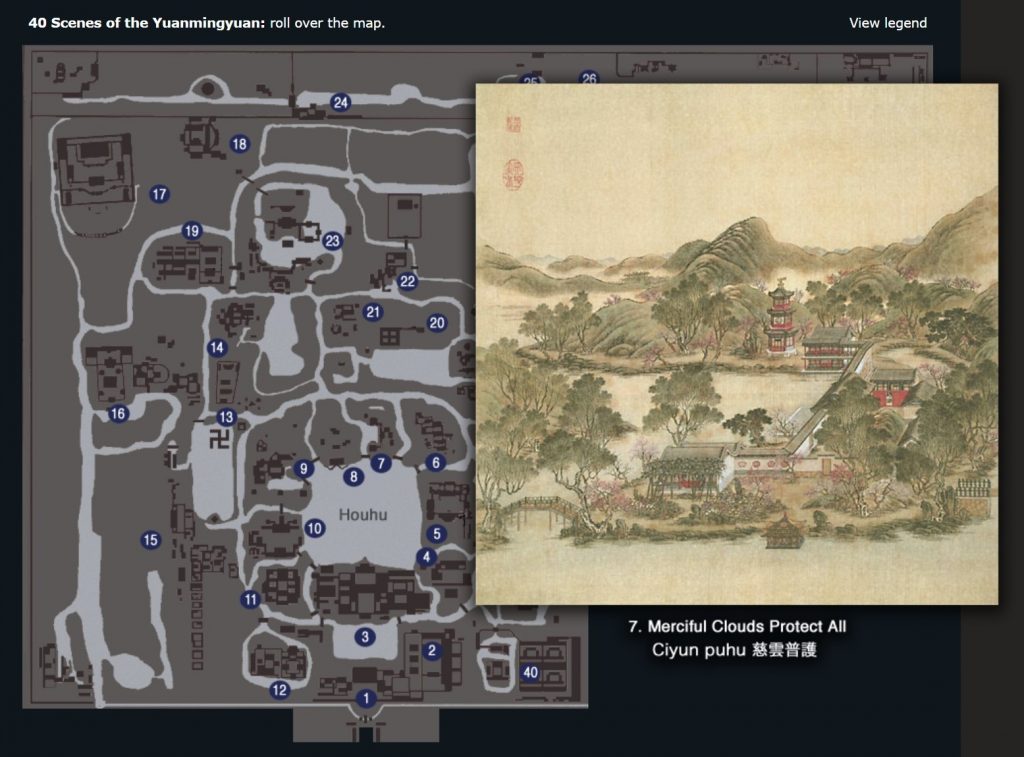 This screenshot comes from the interactive map of the Yuanmingyuan paintings