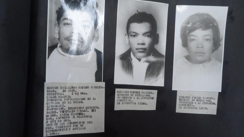 Portraits of three siblings. Text under the photos highlight their militancy in student groups.