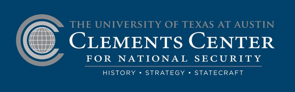 The Clements Center's logo. The logo's text reads: "The University of Texas at Austin Clements Center for National Security. History. Strategy. Statecraft."