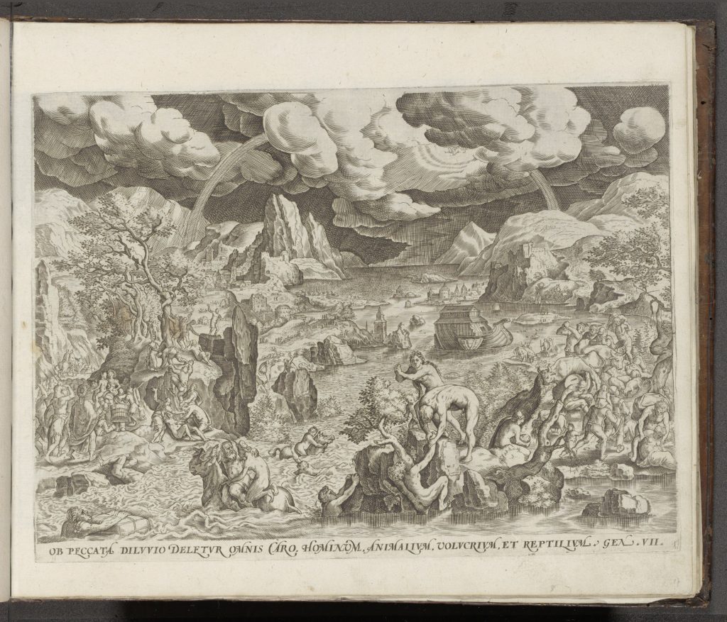 Deluge (anonymous, after Hans Bol, 1579), a print from an illustrated sixteenth-century Bible