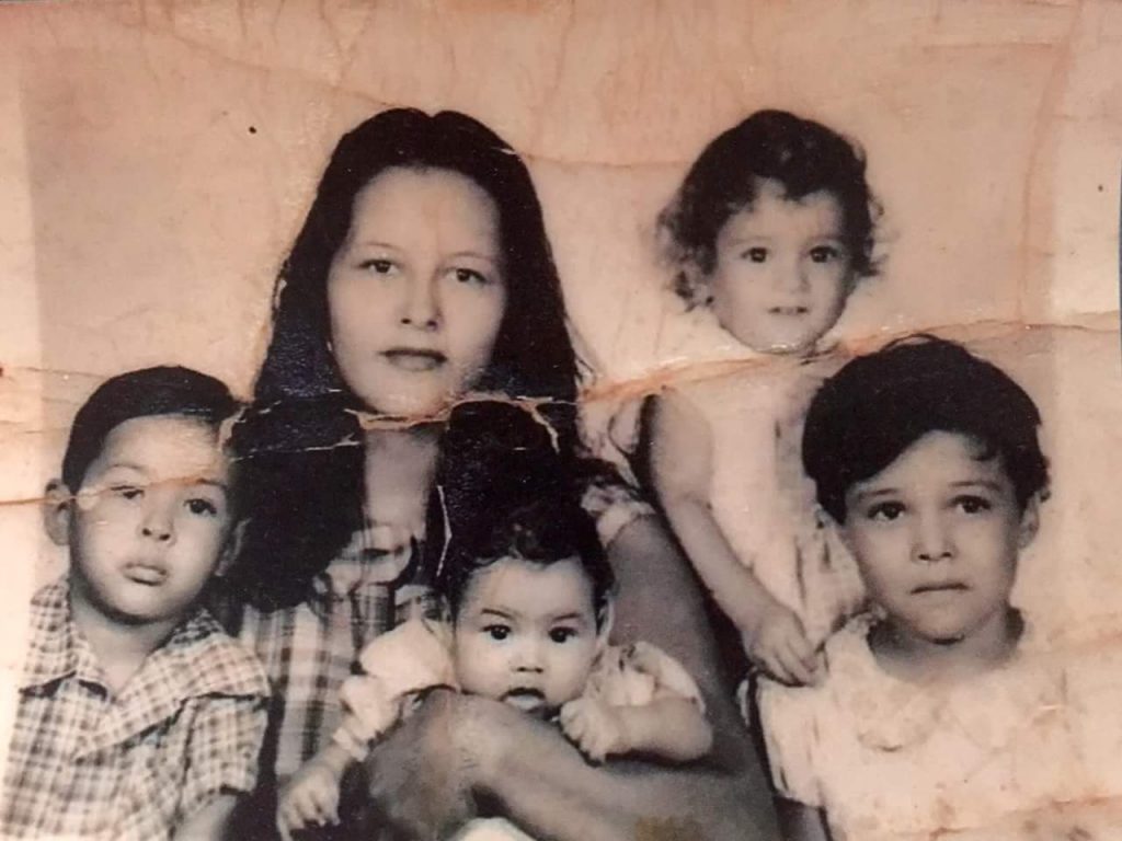 Photograph of Jonathan Cortez's father with his mother and three siblings in South Texas