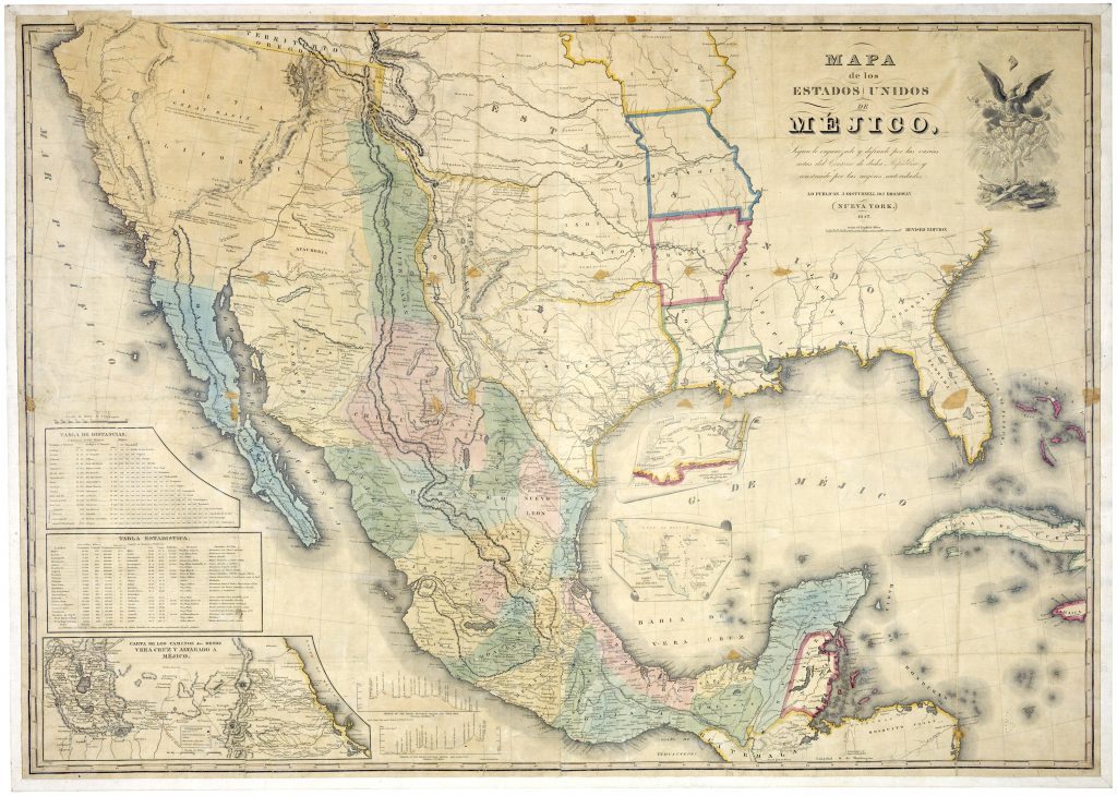 An 1847 map of Mexico drafted by John Desturnell and used during the negotiations that concluded in the Treaty of Guadalupe Hidalgo