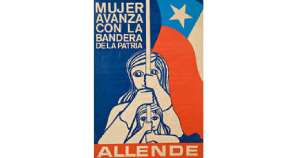 Mujer avanza con la bandera dela patria” (“Women Advance with the Flag of the Motherland”) (1970). la Unidad Popular (Popular Unity), Chile. Courtesy of Centro de Documentación Salvador Allende.