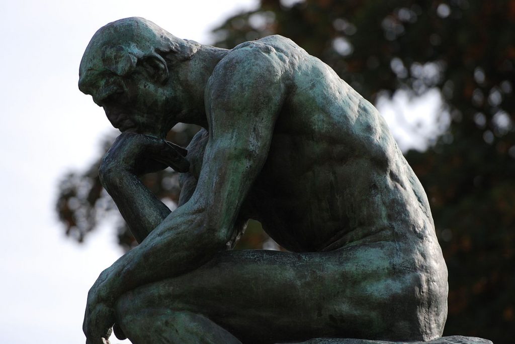 A 2013 photograph of The Thinker, a sculpture by Auguste Rodin on display at the Musée Rodin in Paris