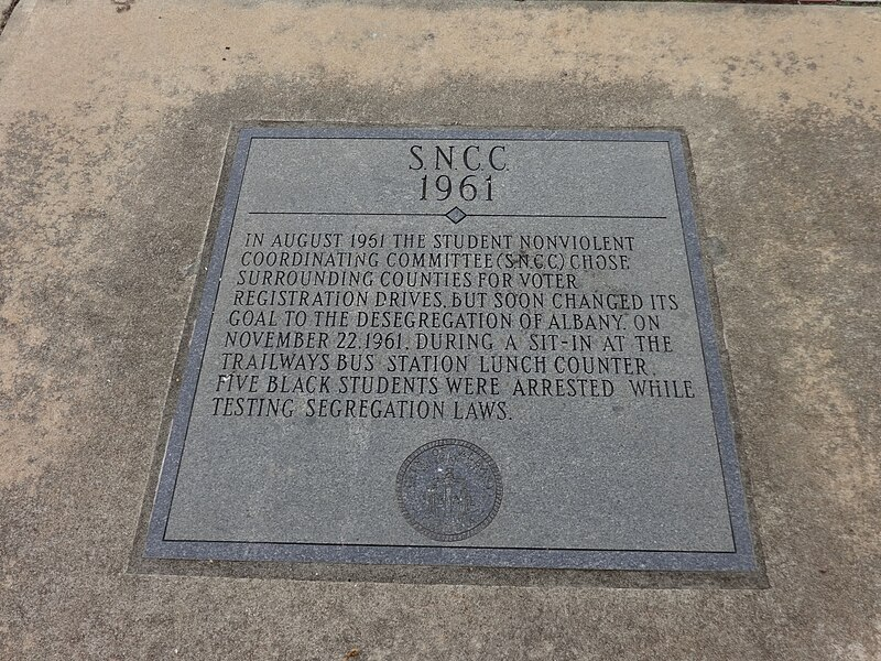 SNCC sidewalk marker, 1961