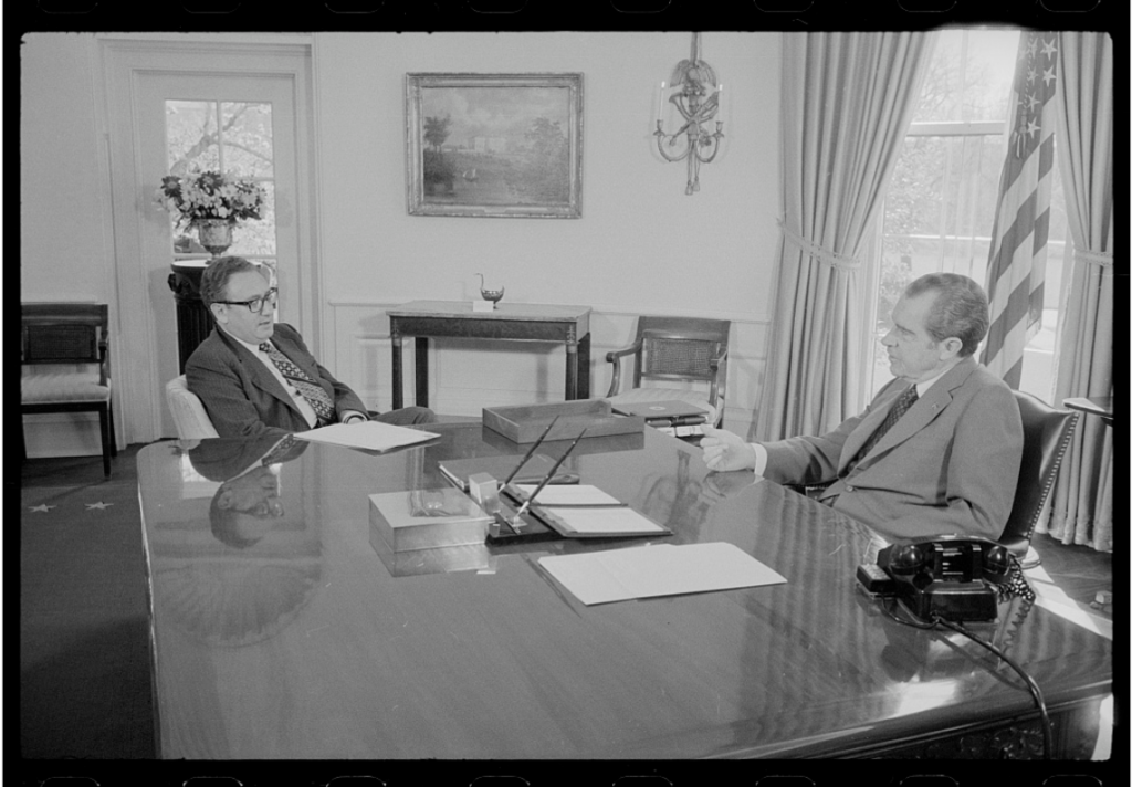Henry Kissinger visits President Nixon at the White House