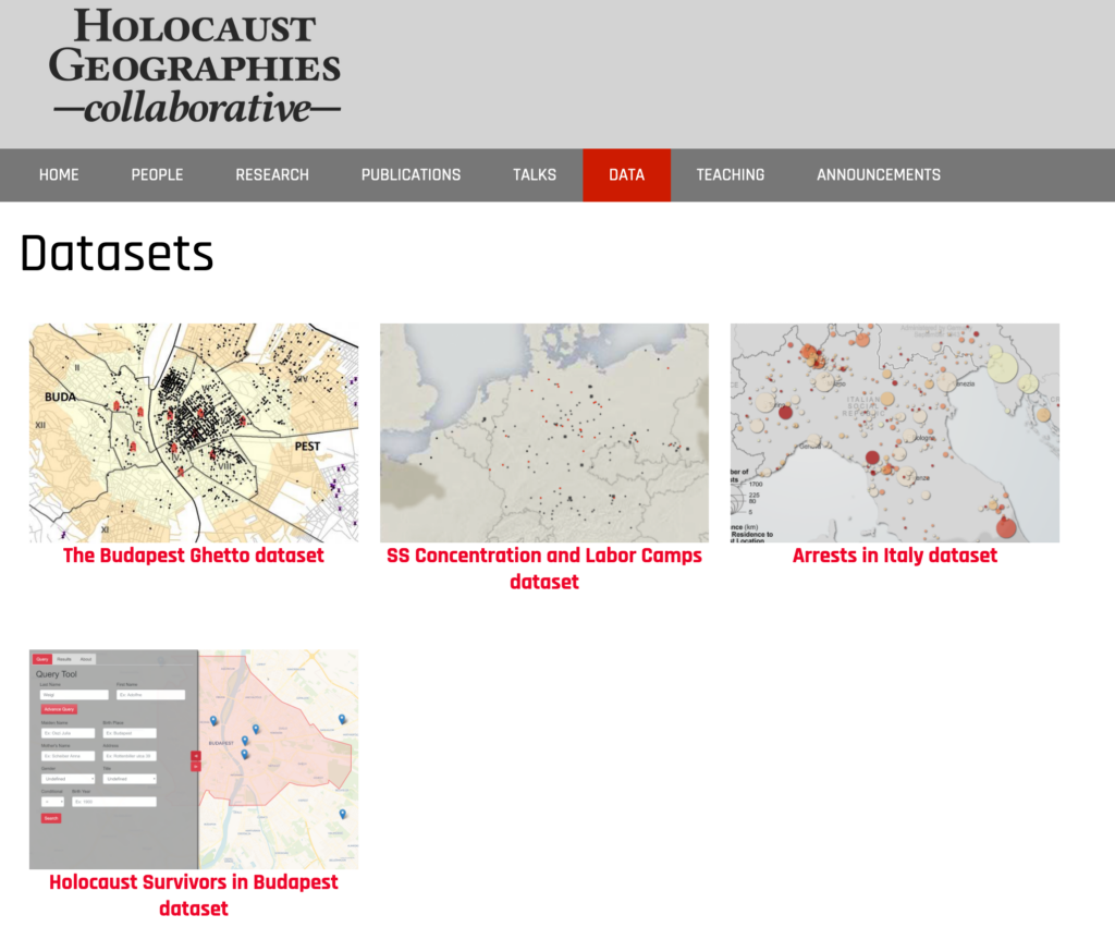 Screenshot from the Holocaust Geographies Collaboration website