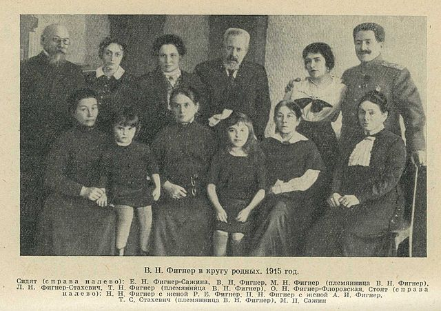 Vera Figner (sitting second to the right) and her family, 1915.