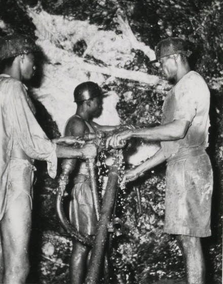 Gold miners at work in the Tarkwa Gold Mine, Ghana, 1957