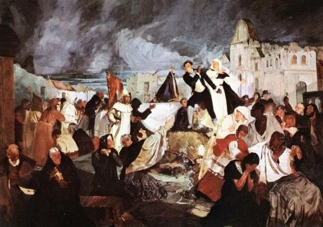 "The 1812 Earthquake," an oil painting by Tito Salas. 
