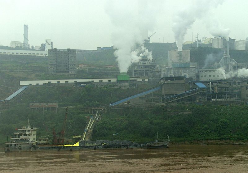 Factory in China at Yangtze River, 2008. 