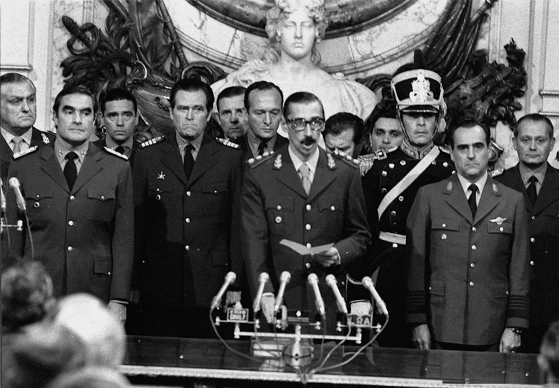 Oath of Jorge Rafael Videla as President of Argentina, March 1976. 

