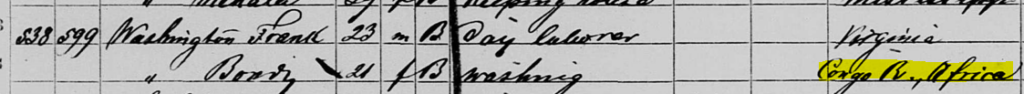 Picture of original - Bondy Washington in the 1870s Census