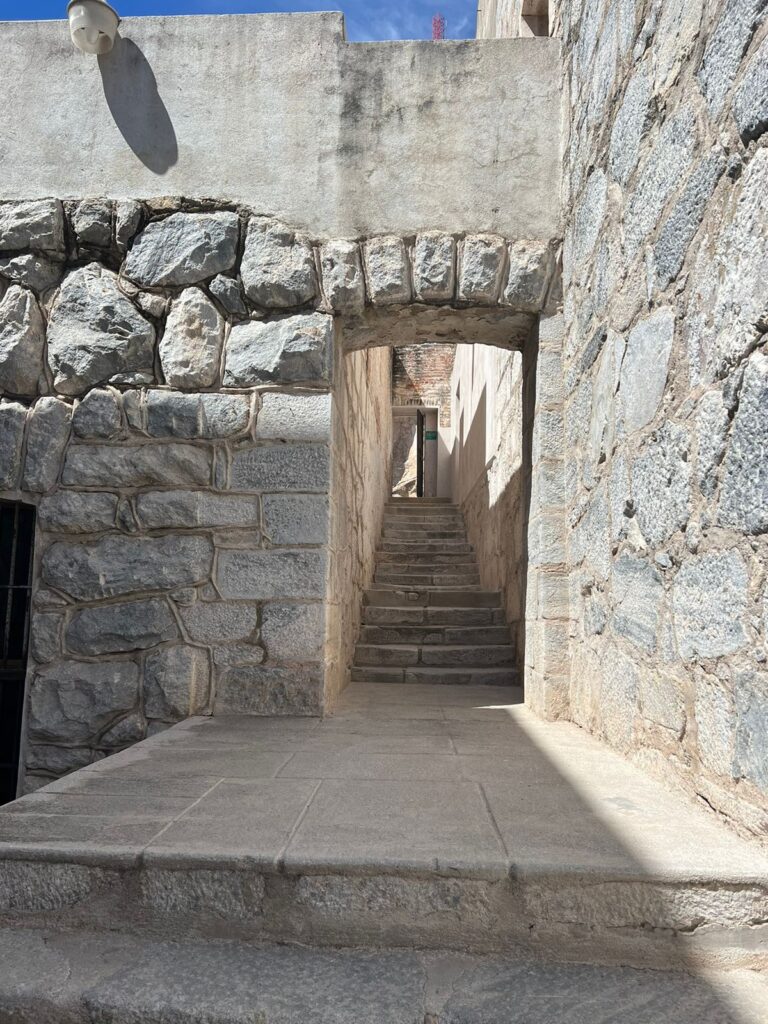 Frame and staircase of former state penitentiary.