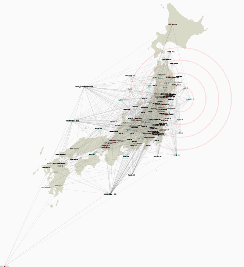 A map analyzing tweet data in the JDA by the group from the Digital Methods Summer School in 2014.