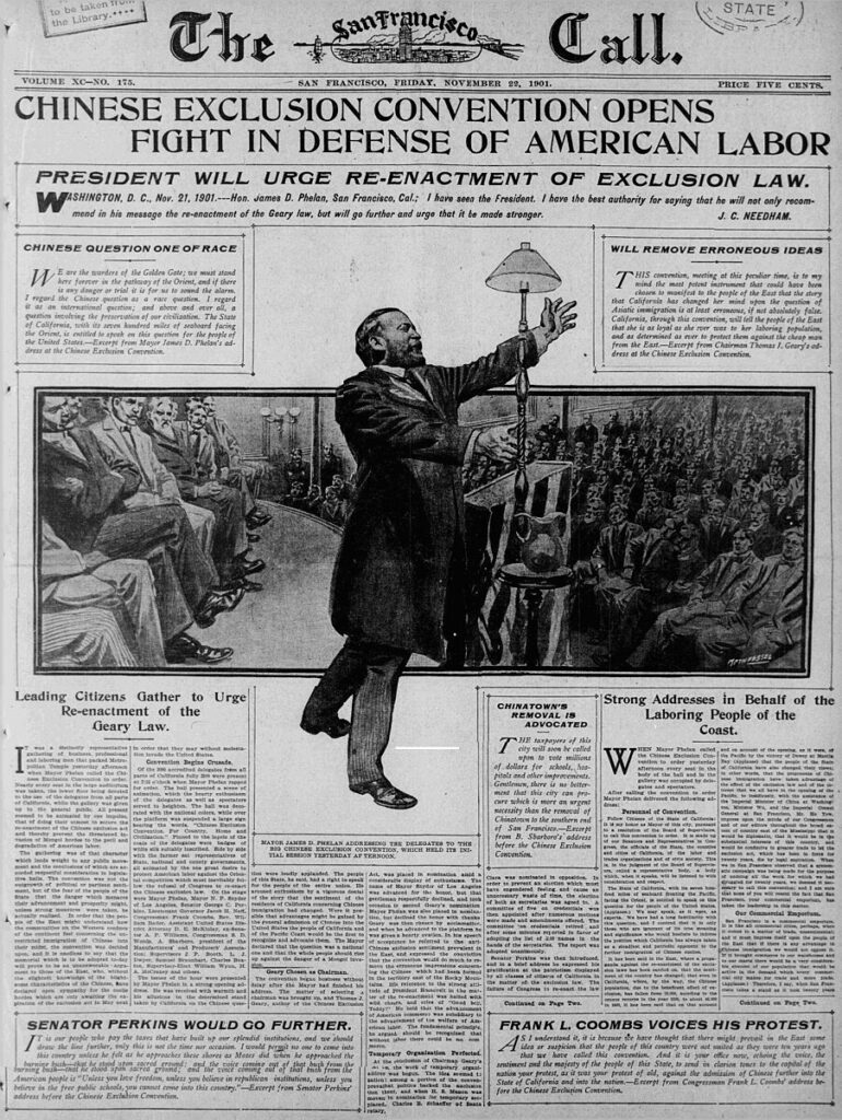 Newspaper image of Chinese exclusion article of 1901