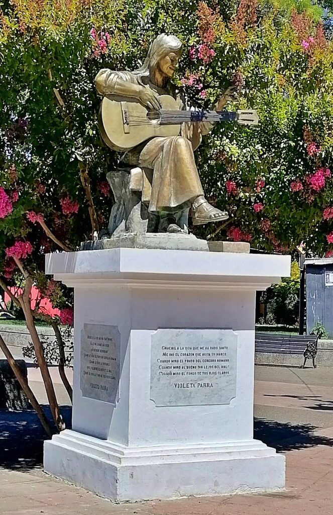 Statue of Violeta Parra in Plaza de Armas in San Carlos, Chile