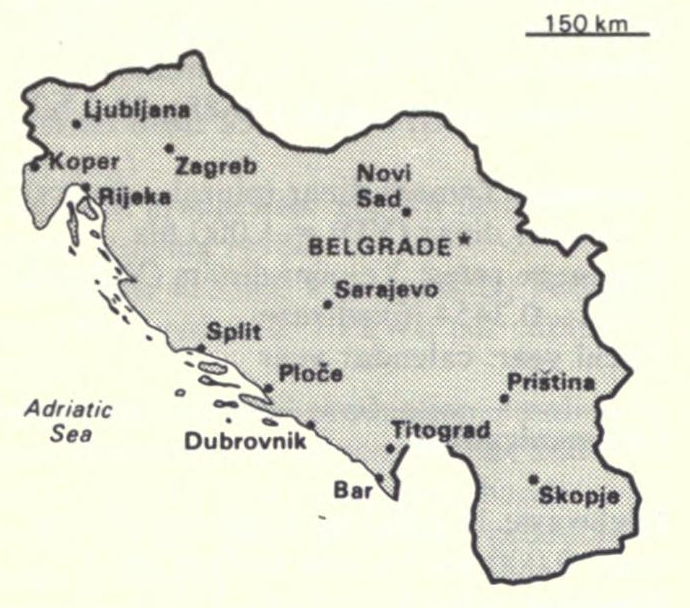 A map of Yugoslavia, 1990