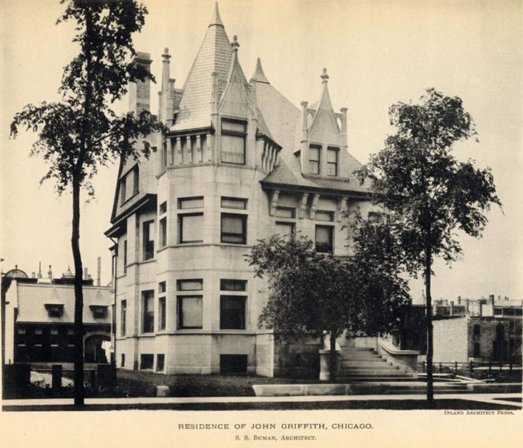 The first home of the DuSable Museum of African American History was located in this house, built for Chicago contractor John W. Griffiths in 1892 and purchased by Charles and Margaret Burroughs in 1959, who opened part of their home for the public museum