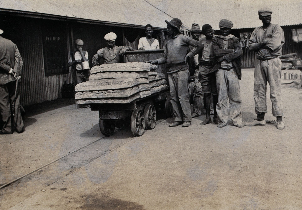 Bread carried on trollies for the South African mine's workers