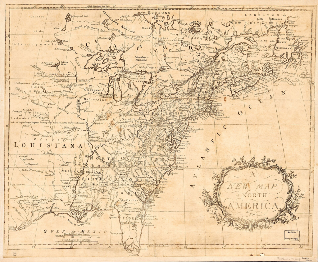 A map of North America (1779) during the American Revolutionary era, illustrating the extent of Spanish possessions and the multiple theaters of war